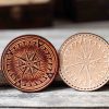 Leather Round Patch Nautical Compass