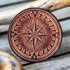 Leather Round Patch Nautical Compass