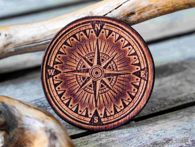 Leather Round Patch Nautical Compass