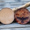 Leather Round Patch Norse Raven Rune