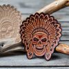 Leather Patch Indian Skull