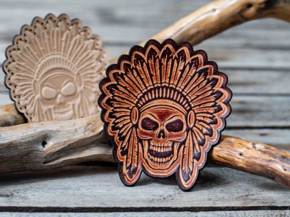 Leather Patch Indian Skull