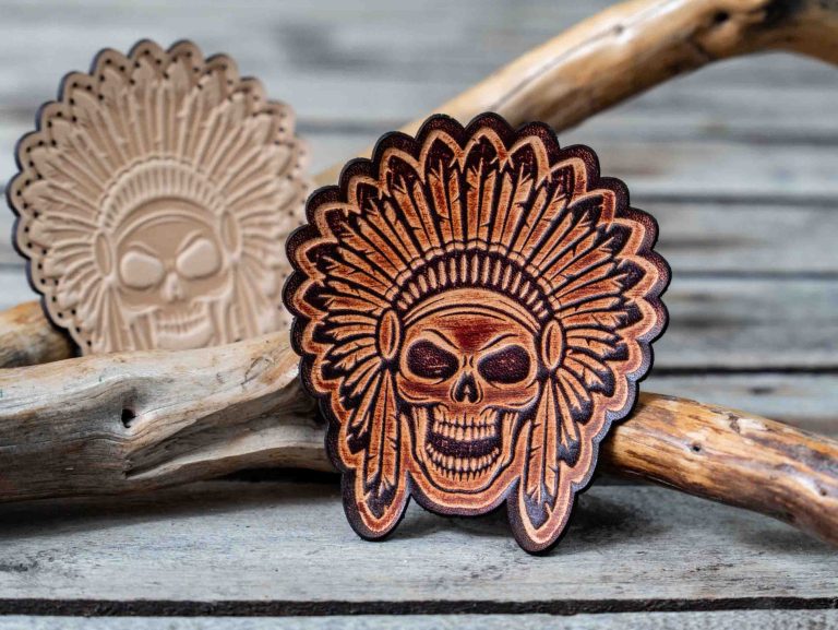 Leather Patch Indian Skull