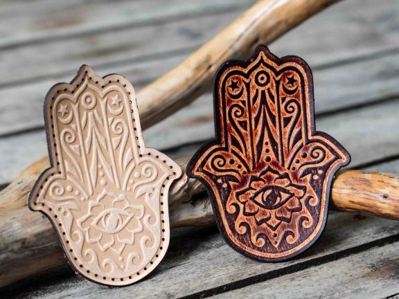 Leather Patch Hamsa Hand