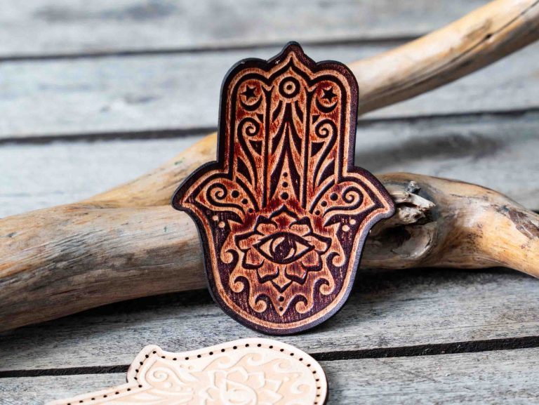 Leather Patch Hamsa Hand