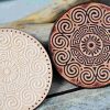 Leather Round Patch Meandros Wind Mandala