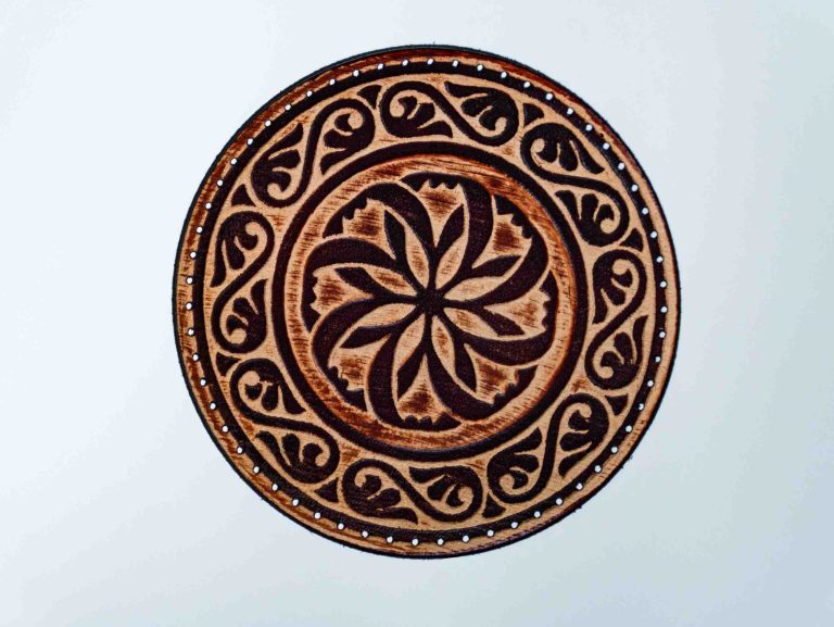 Leather Round Patch Vintage Floral Mandala