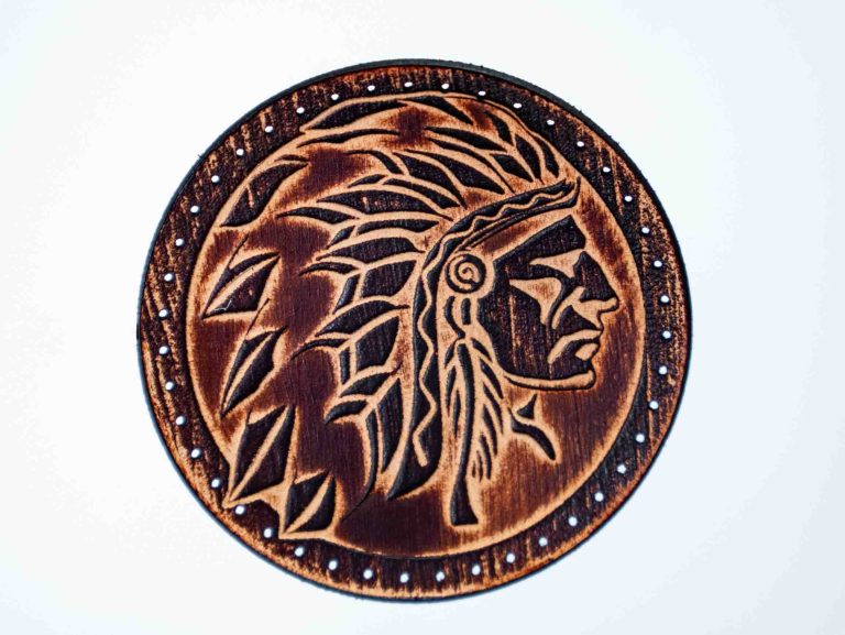 Leather Round Patch Native Chief Headdress