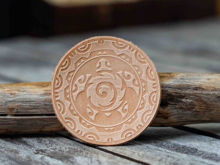 Leather Round Patch Tribal Turtle