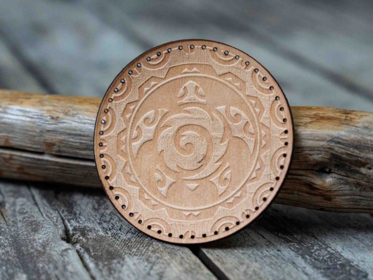 Leather Round Patch Tribal Turtle