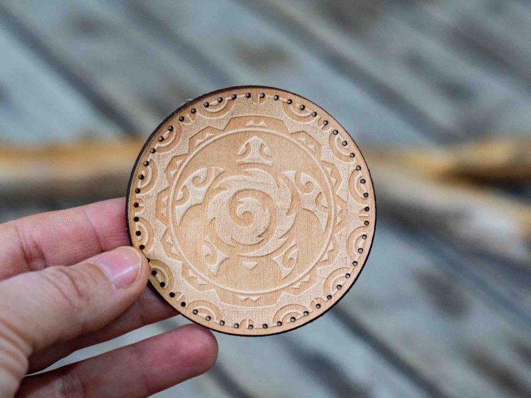 Leather Round Patch Tribal Turtle