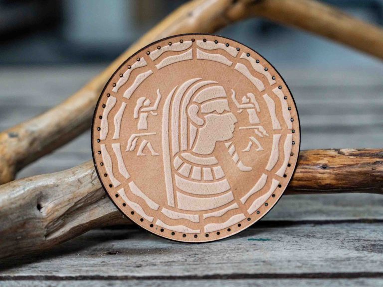 Leather Round Patch Pharaoh Design