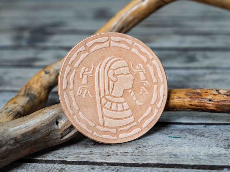 Leather Round Patch Pharaoh Design