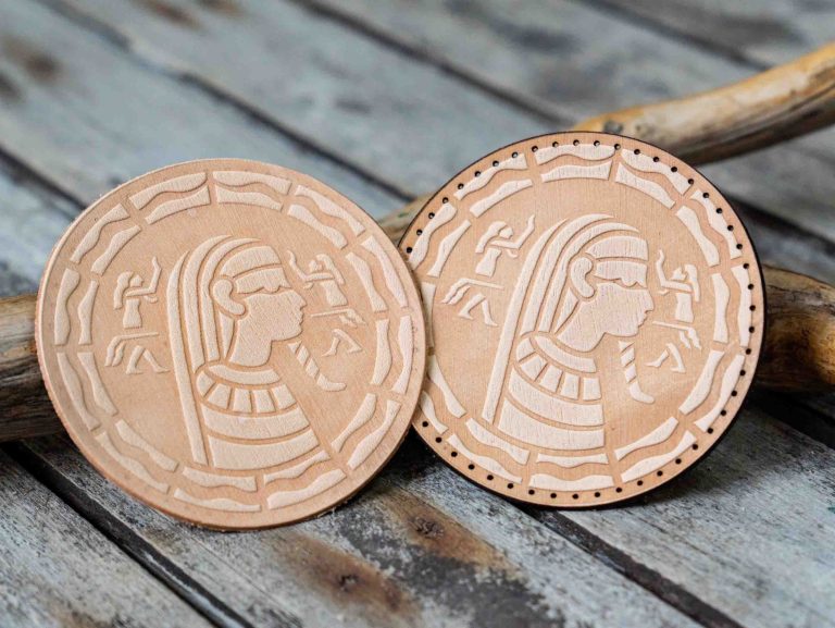 Leather Round Patch Pharaoh Design