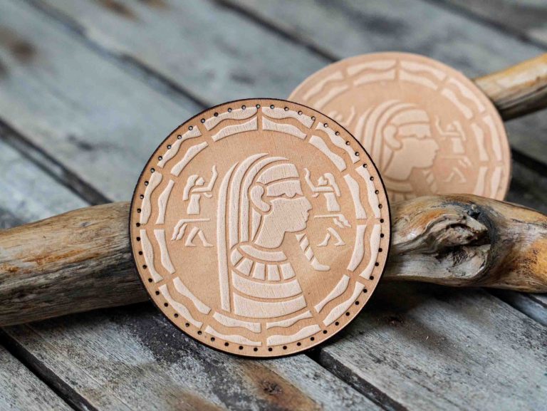 Leather Round Patch Pharaoh Design