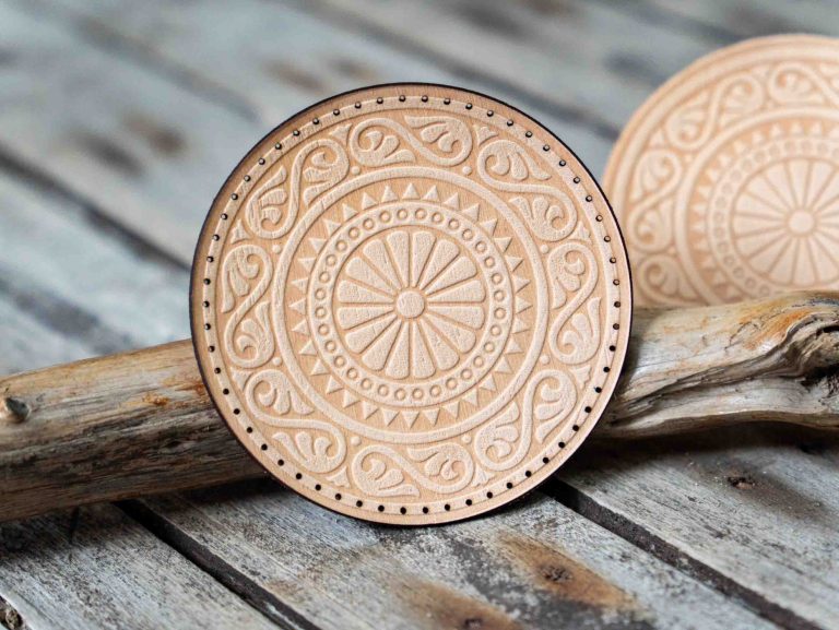 Leather Round Patch Sunlit Spiral