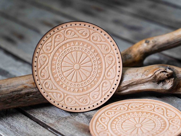 Leather Round Patch Sunlit Spiral