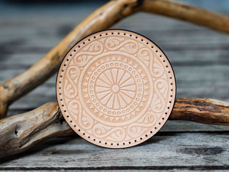 Leather Round Patch Sunlit Spiral