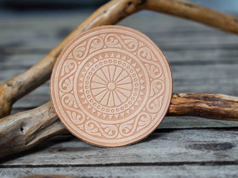 Leather Round Patch Sunlit Spiral