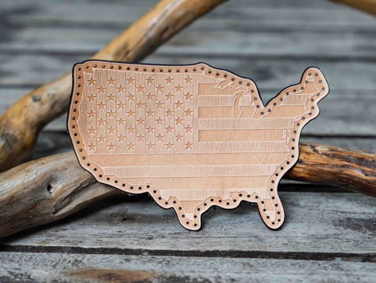 Leather Patch USA Map Flag