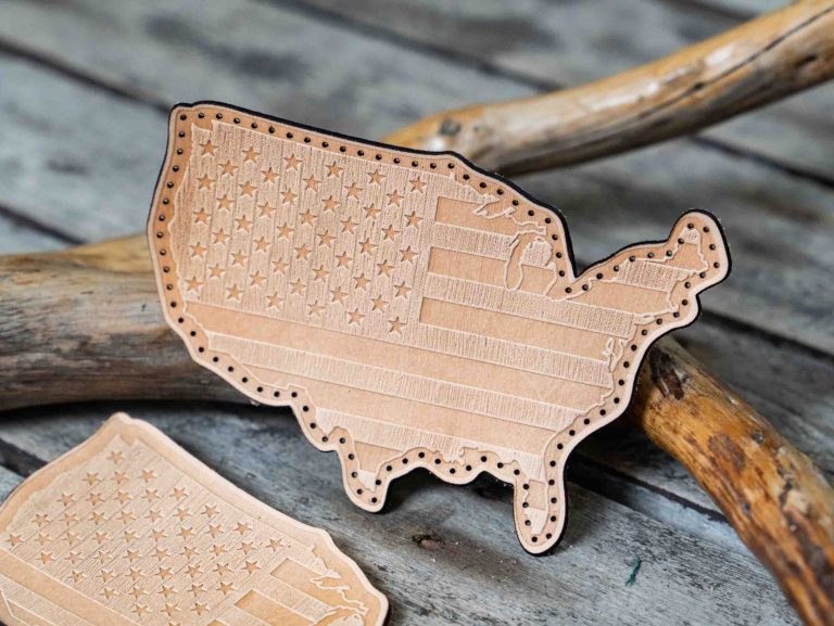 Leather Patch USA Map Flag