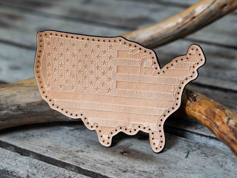 Leather Patch USA Map Flag