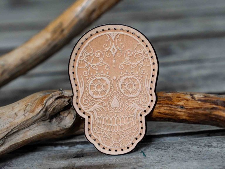 Leather Patch Sugar Skull Day Of The Dead