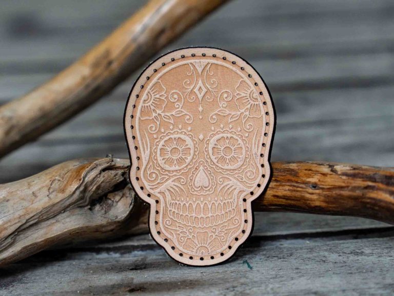 Leather Patch Sugar Skull Day Of The Dead