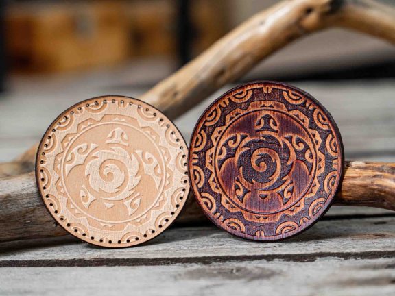 Leather Round Patch Tribal Turtle