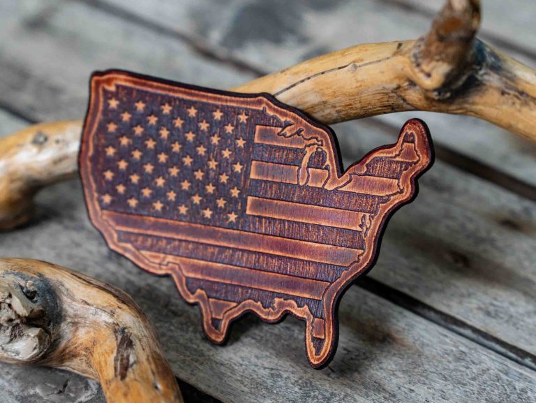 Leather Patch USA Map Flag