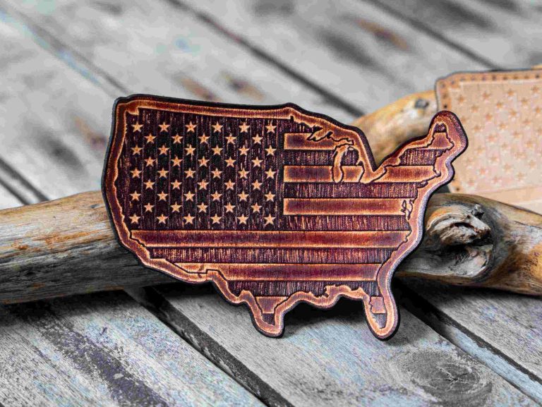 Leather Patch USA Map Flag