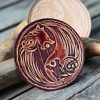 Leather Round Patch Yin Yang Wolves