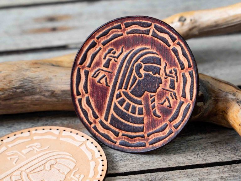 Leather Round Patch Pharaoh Design