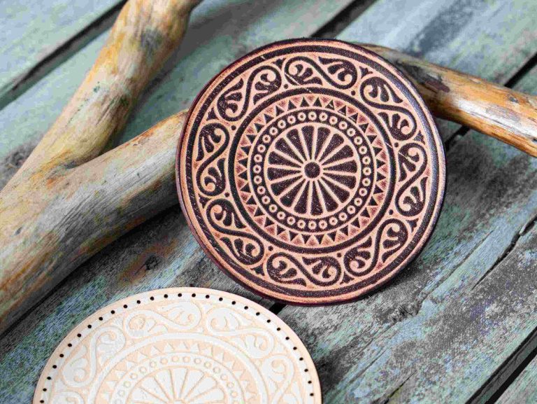 Leather Round Patch Sunlit Spiral