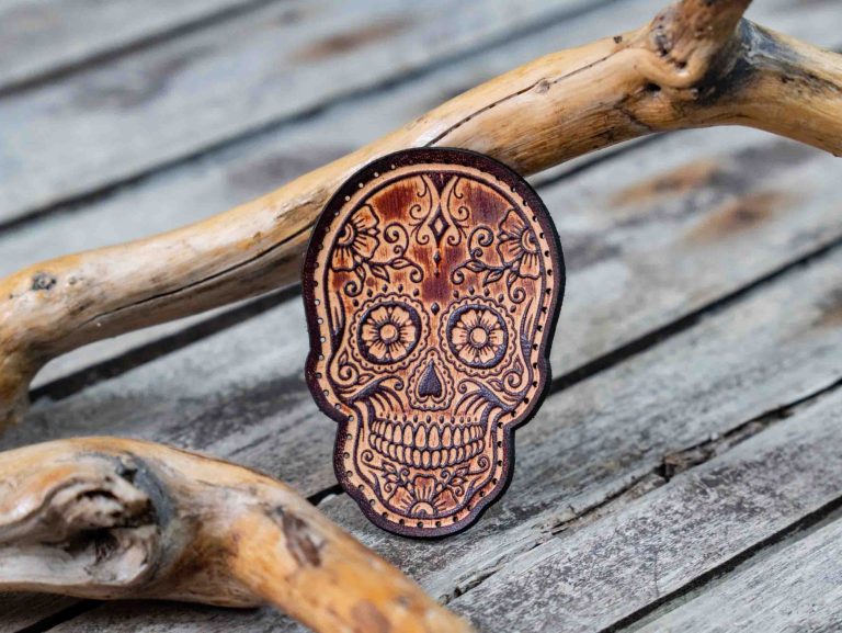 Leather Patch Sugar Skull Day Of The Dead