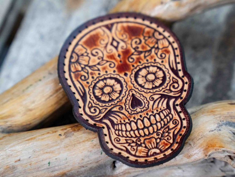 Leather Patch Sugar Skull Day Of The Dead