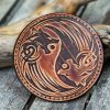 Leather Round Patch Yin Yang Wolves