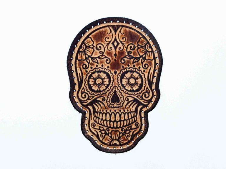 Leather Patch Sugar Skull Day Of The Dead