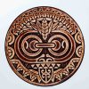 Leather Round Patch Maori Mask