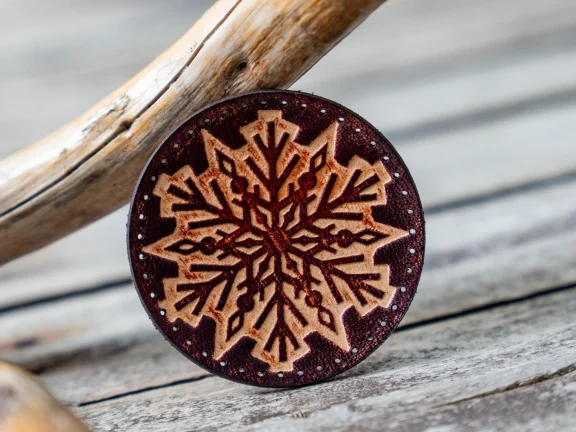 Leather Round Patch Snowflake