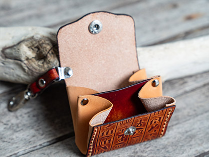 Custom Mini Keychain Leather Wallet Handstiched - Image 5