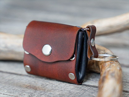 Mini Keychain Leather Wallet brown