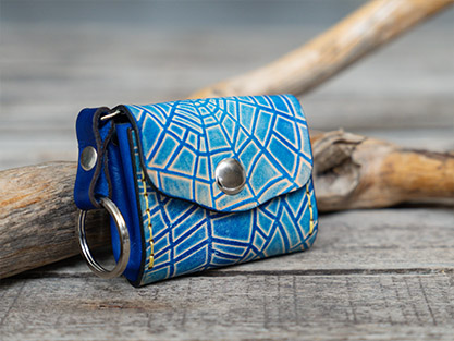 Mini Keychain Leather Wallet blue