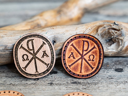 Leather Round Patch Chi Rho Alpha Omega