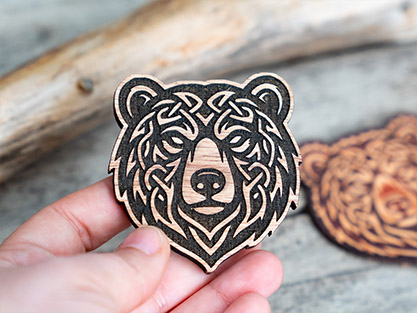 Bear Wooden Stamp For Leather Crafting | Dimensions 6cm - 7,5cm - Image 2