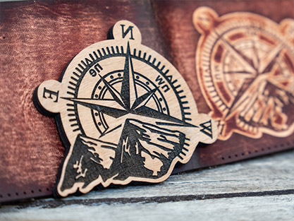 Compass Mountain Wooden Stamp