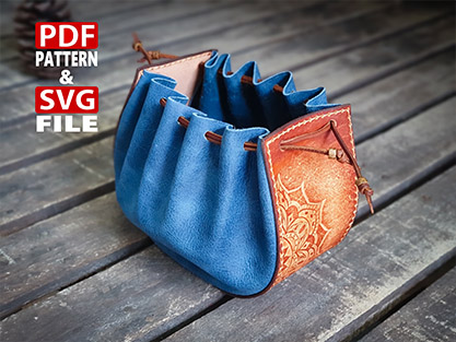 SVG Leather Pattern for Large Dice Pouch / Drawstring Pouch Pattern / Video Tutorial