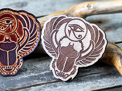 Sacred Scarab Emblem Wooden Stamp for leather crafting