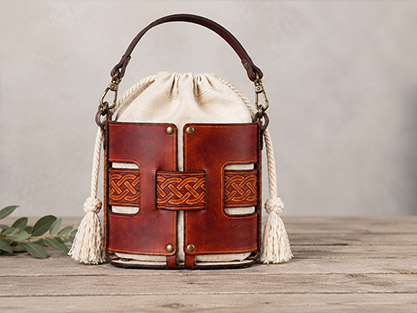Aurelia Leather Bucket Bag | Handmade Leather Medieval Purse