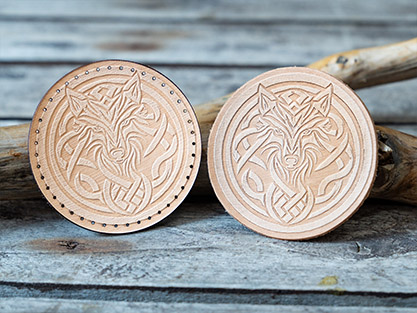 Leather Round Patch Celtic Wolf Mandala | 7,5 cm - Image 2